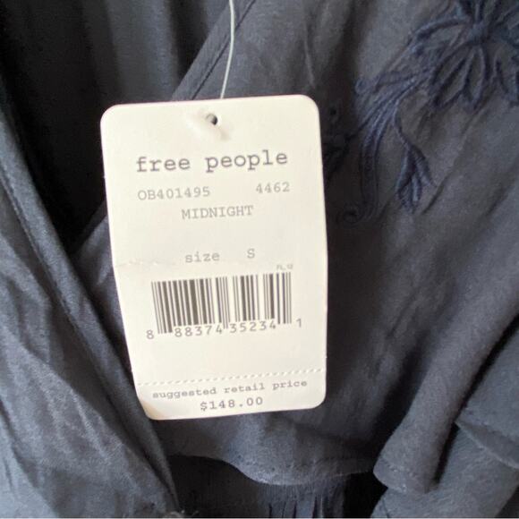 Free People NWTs Fiona Midnight Blue Navy Wrap Maxi Dress size small - Picture 7 of 8